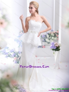 2015 Feminine Sweetheart Wedding Dress with Lace and Bowknot