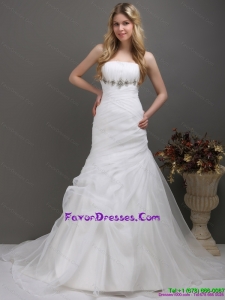 2015 Maternity Strapless Wedding Dress with Ruching and Paillette