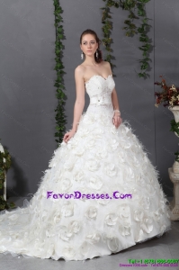 2015 Maternity Sweetheart Wedding Dress with Beading and Hand Made Flowers