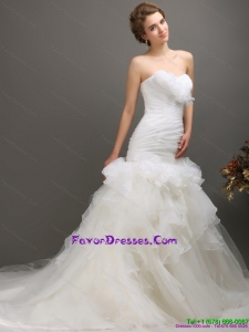 2015 Maternity Sweetheart Wedding Dress with Ruching and Ruffles