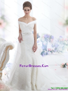 2015 Off the Shoulder Beading Designer Wedding Dresses