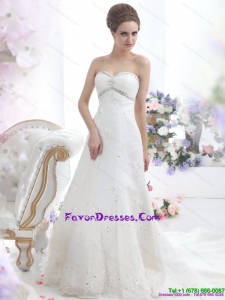 2015 Sweetheart Designer Wedding Dresses with Beadings
