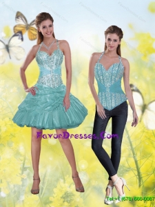Detachable Halter Top Sequins Mini Length Prom Dress for 2015