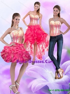 Detachable Sweetheart 2015 Prom Dress with Ruffles and Beading
