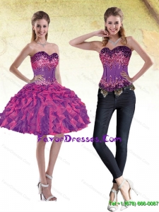 Detachable Sweetheart Multi Color 2015 Prom Dress with Beading and Ruffles