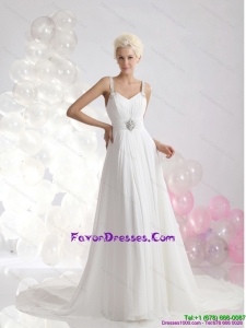 Maternity 2015 Empire Wedding Dress with Ruching and Beading