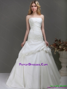 Maternity Strapless Wedding Dress with Ruching and Lace for 2015