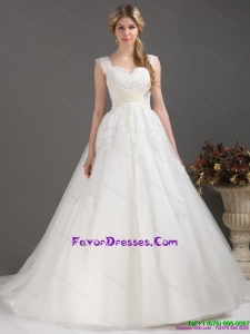 Sequines Lace Maternity Wedding Dresses with Brush Train