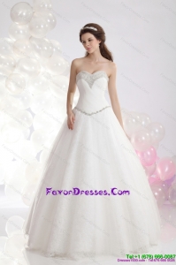 2015 Designer Sweetheart A Line Wedding Dress with Beadings