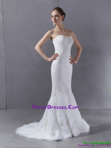 2015 Designer Sweetheart Mermaid Wedding Dress with Lace