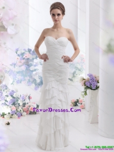 2015 Designer Sweetheart Wedding Dress with Ruching and Ruffled Layers