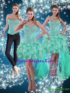 Apple Green Sweetheart Beading Beautiful Prom Dresses for 2015