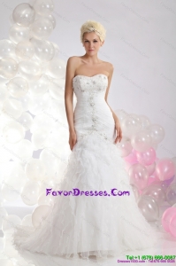 Designer Sweetheart Wedding Dress with Appliques and Ruffles for 2015