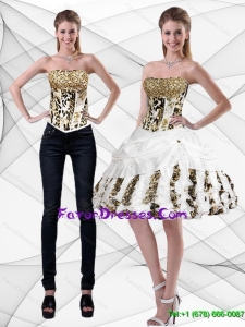Detachable Strapless Leopard Print 2015 Prom Dress in Multi Color