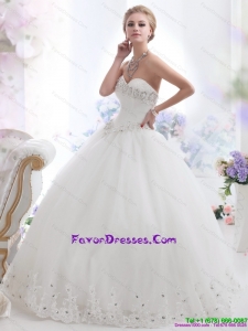 Perfect Ball Gown White 2015 Wedding Dresses with Lace