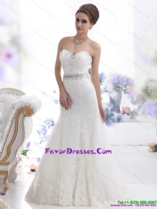 2015 Modest Sweetheart Lace Wedding Dress with Floor Length