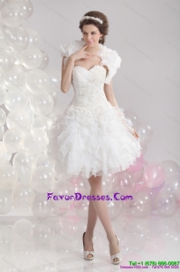 Fashionable White Sweetheart Wedding Gowns with Ruffles and Sequins