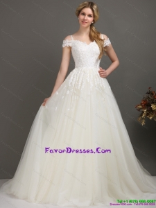 2015 Fashionable Off the Shoulder Wedding Dress with Beading