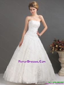 2015 Fashionable Strapless Wedding Dress with Floor-length