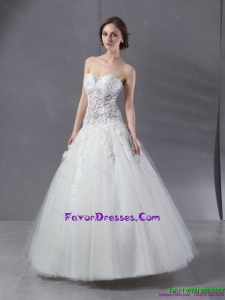 2015 Fashionable Sweetheart Lace Wedding Dress with Floor-length