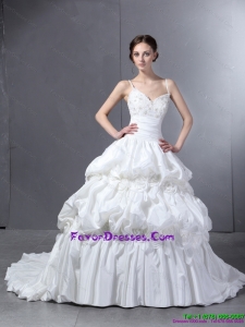 2015 Fashionable Sweetheart Wedding Dress with Lace and Pick Ups