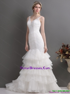 Fashionable Mermaid Wedding Dress with Lace and Ruffles for 2015