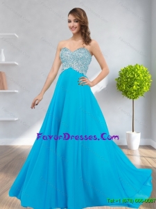 2015 Artistic Beading Empire Sweetheart Latest Prom Dresses in Baby Blue
