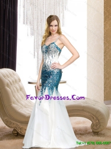 2015 Popular Spaghetti Straps Multi Color Prom Dress with Beading