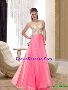 2015 The Brand New Style Long Prom Dresses with Beading and Open Back