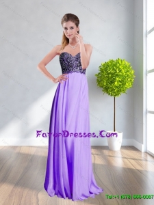 Elegant Sweetheart Chiffon Appliques 2015 Prom Dress in Lilac