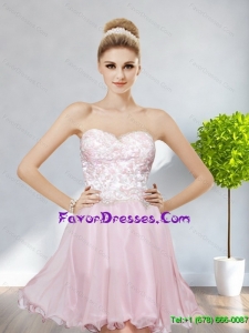 Feminine Sweetheart 2015 Baby Pink Prom Dresses with Appliques