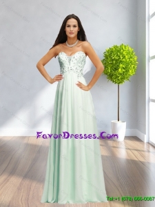 New Style Sweetheart Beading and Ruching Apple Green Prom Dresses for 2015
