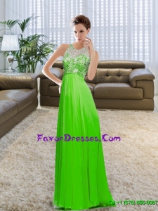 Wonderful Bateau 2015 Spring Green Prom Dress with Beading and Ruching