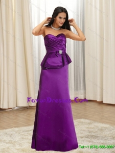 2015 Cheap Bowknot Floor Length Prom Dress in Eggplant Purple