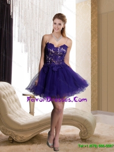 2015 Classical Spaghetti Straps Lace Prom Dress in Purple