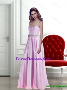 2015 Delicate Sweetheart Rose Pink Plus Size Prom Dress with Beading and Ruching