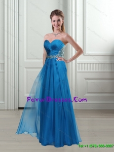 2015 Fashionable Sweetheart Empire Beading Blue Most Popular Prom Dresses