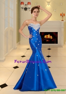 2015 Gorgeous Mermaid Strapless Long Prom Dresses with Appliques