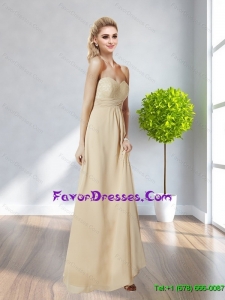 2015 Gorgeous Sweetheart Champagne Long Prom Dress with Ruching