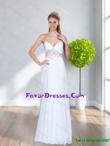 2015 Perfect Sweetheart Empire Beading Prom Dresses in White