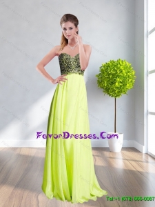 2015 Unique The Most Popular Sweetheart Appliques Prom Dress in Yellow Green