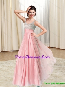 Classical Lace and Ruching 2015 Prom Dress in Rose Pink