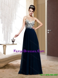 Discount Square Backless Beading 2015 Formal Prom Dresses in Navy Blue