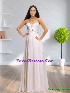 Gorgeous 2015 Sweetheart Champagne Prom Dress with Beading and Ruching