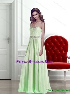 Gorgeous Sweetheart Beading and Ruching 2015 Apple Green Prom Dress