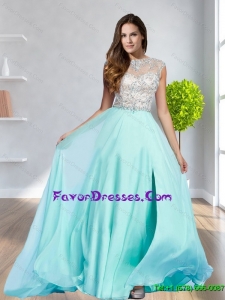 High Neck Brush Train and High Slit Most Popular Prom Dresses for 2015