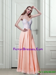 Inexpensive and Gorgeous 2015 Empire Sweetheart Appliques Watermelon Prom Dress
