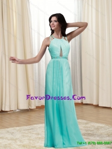 New Style 2015 Beading and Ruching Halter Top Criss Cross Prom Dress