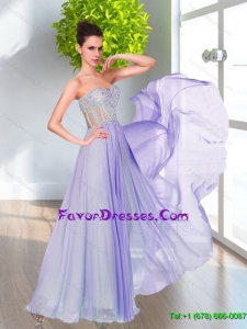 Pretty Lace and Ruching Sweetheart Lavender Unique Prom Dress for 2015