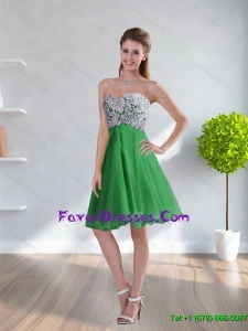 Sweetheart Gorgeous Green 2015 Short Prom Dress with Appliques
